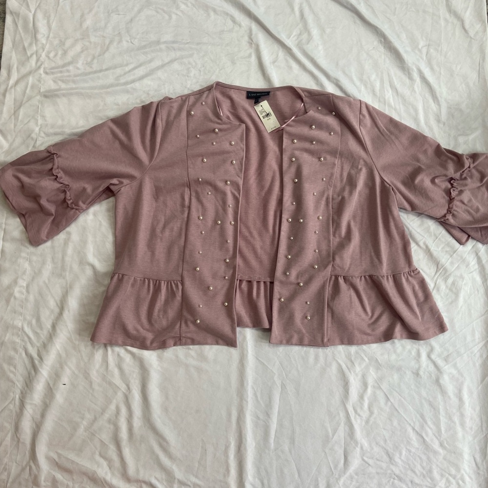 Lane Bryant Purple Ruffled Peplum Blouse